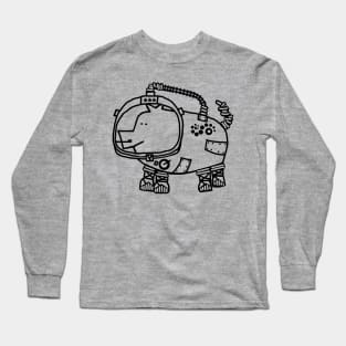 Astronaut Space Pilot Sci Fi Pig Line Drawing Long Sleeve T-Shirt